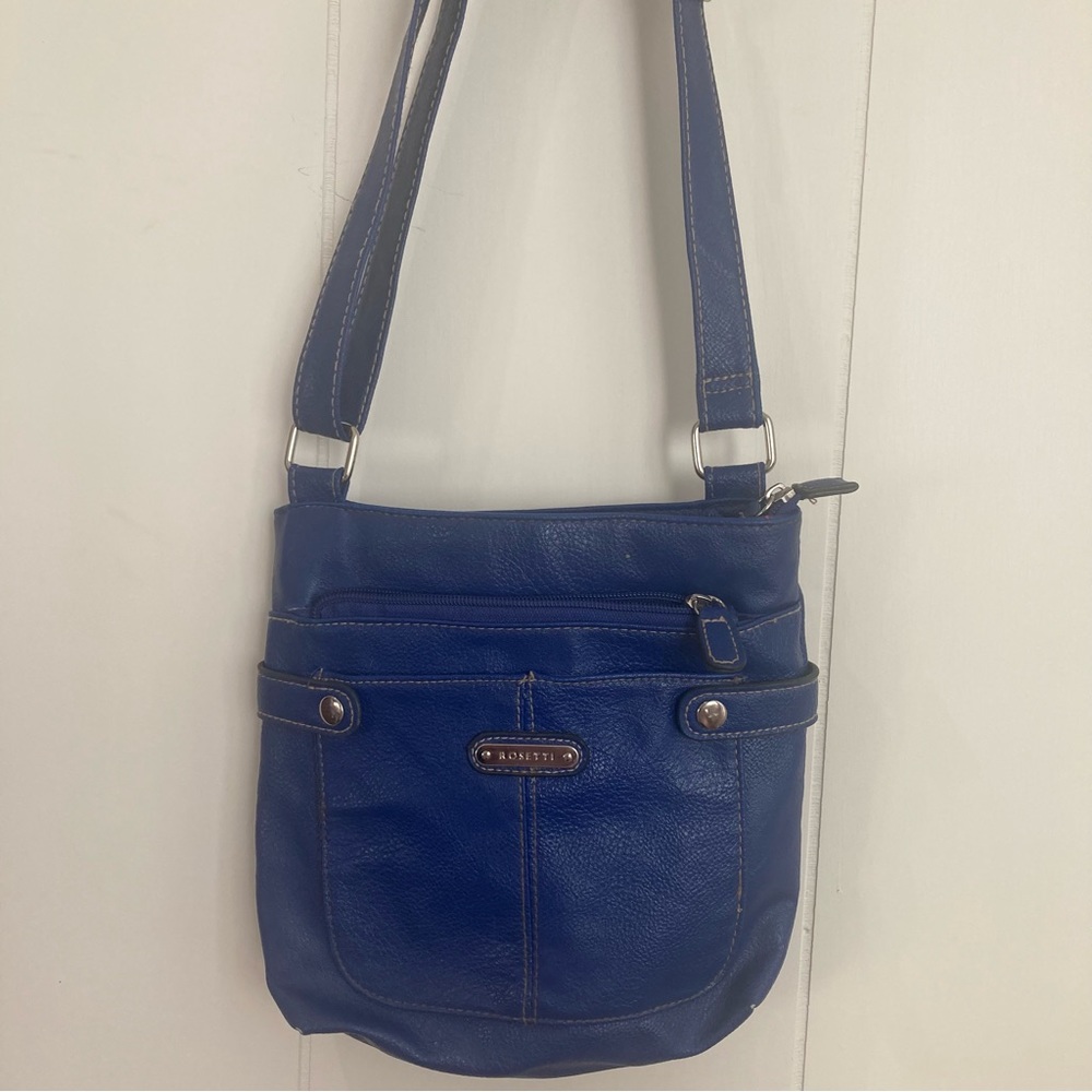 Rossetti Faux Leather Cobalt Blue Crossbody Adjustable Strap y2k / 00s Purse - Picture 3 of 4